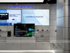 White Blue Electronics Wall Display Interior