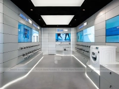 White Blue Electronics Wall Display Interior