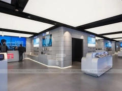 White Blue Electronics Wall Display Interior