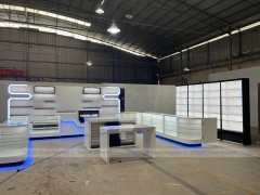 White Blue Futuristic Mobile Phone Store
