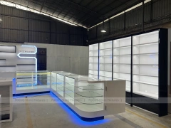 White Blue Futuristic Mobile Phone Store