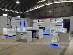 White Blue Futuristic Mobile Phone Store