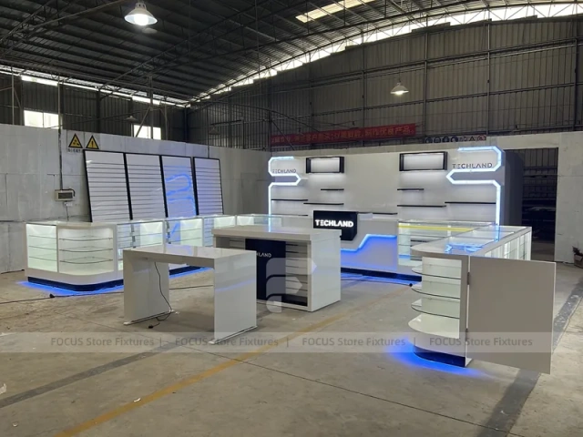 White Blue Futuristic Phone Store Display
