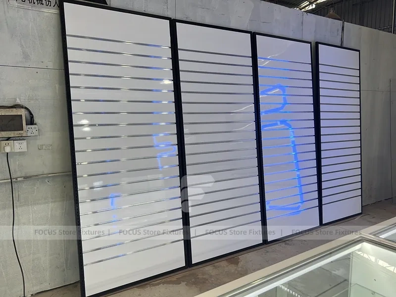 White Blue Futuristic Phone Store Fixture
