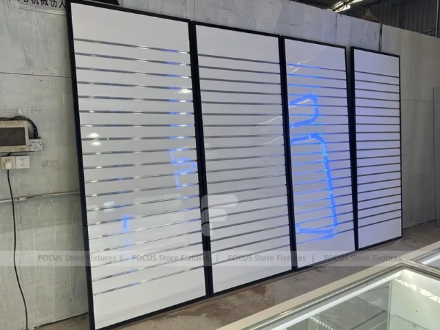 White Blue Futuristic Phone Store Fixture