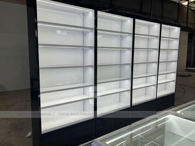 White Blue Futuristic Phone Store Fixture