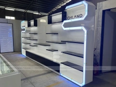 White Blue Futuristic Phone Store Fixture