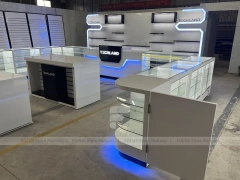 White Blue Futuristic Phone Store Fixture