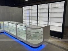 White Blue Futuristic Phone Store Fixture