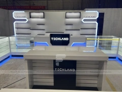White Blue Futuristic Phone Store Fixture