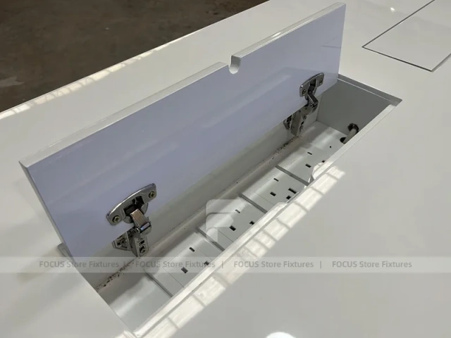 White Blue Futuristic Phone Store Fixture