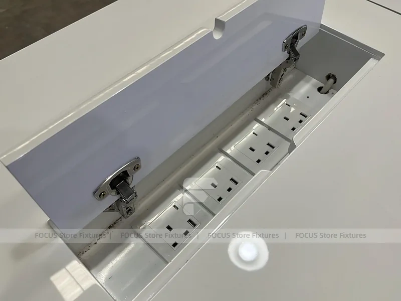 White Blue Futuristic Phone Store Fixture