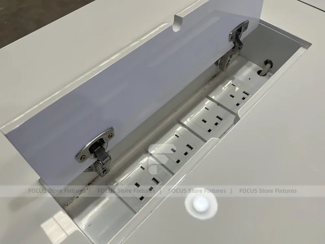 White Blue Futuristic Phone Store Fixture
