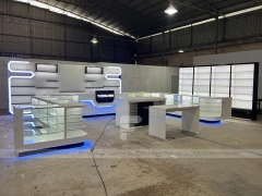 White Blue Futuristic Phone Store Fixture