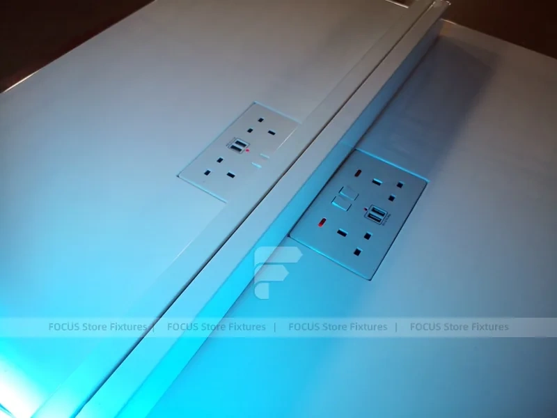 White Blue Mobile Phone Reception Counter Set