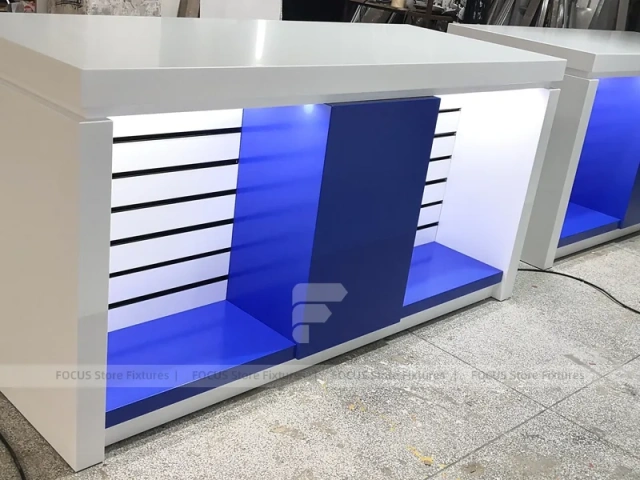 White Blue Mobile Phone Service Counter