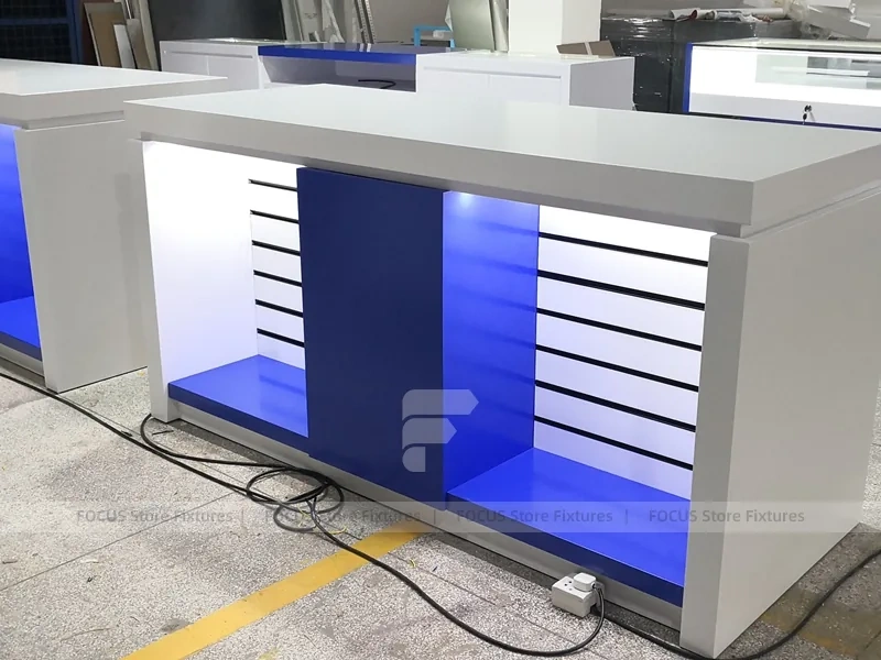 White Blue Mobile Phone Service Counter
