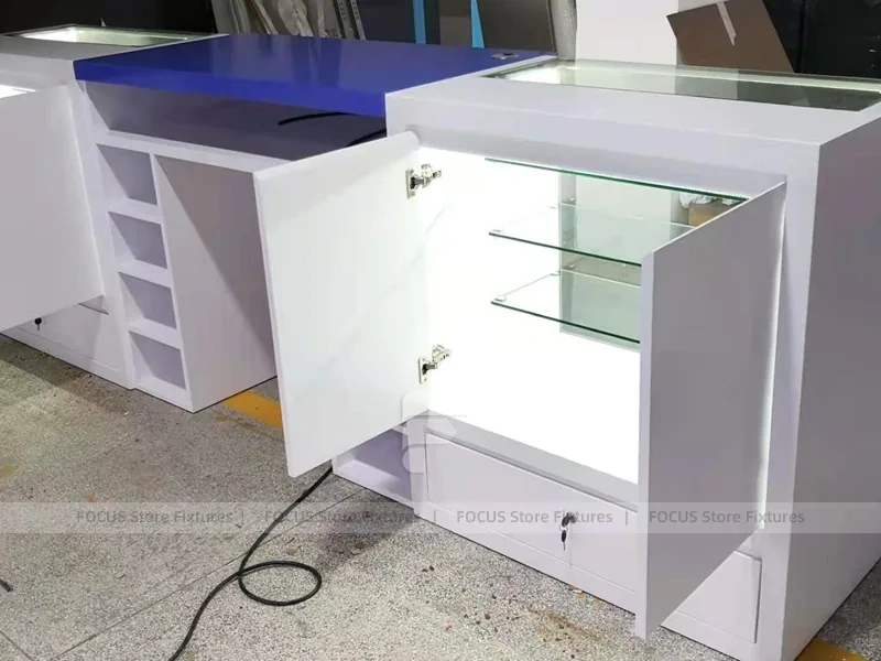 White Blue Mobile Phone Service Counter