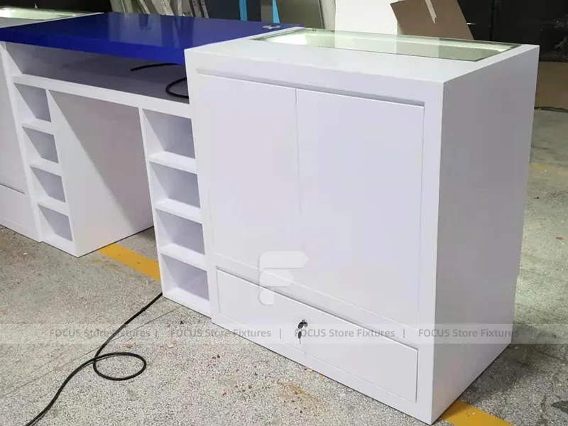 White Blue Mobile Phone Service Counter
