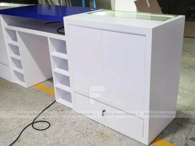 White Blue Mobile Phone Service Counter