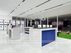 White Blue Mobile Phone Store Interior Counter