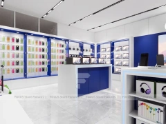 White Blue Mobile Phone Store Interior Counter
