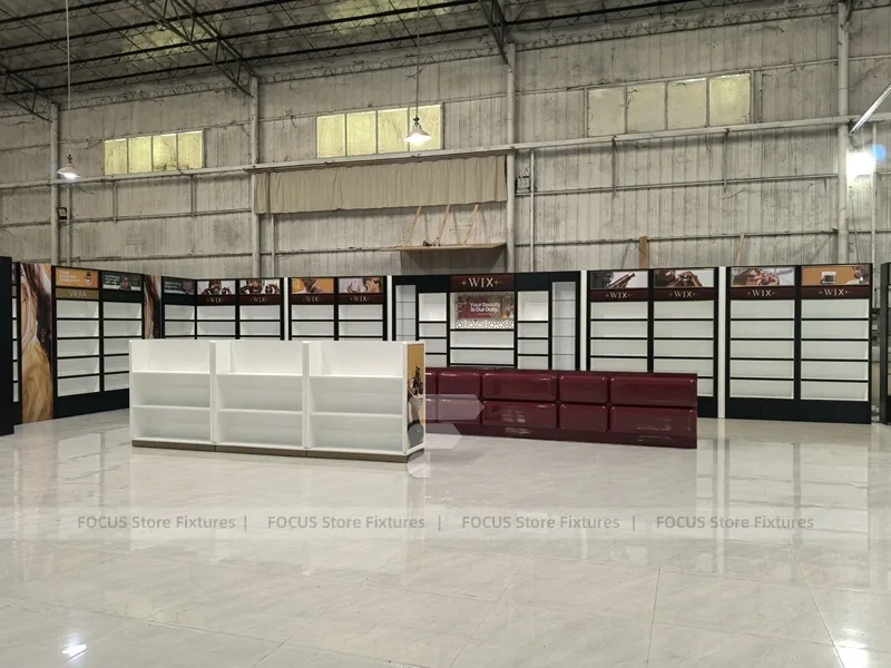 White Cosmetics Fixture Showroom with Counters