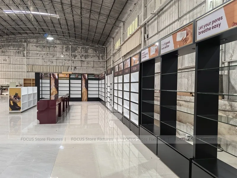 White Cosmetics Fixture Showroom with Counters