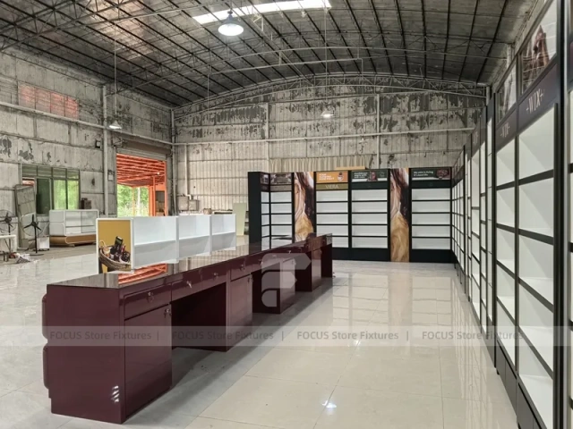 White Cosmetics Fixture Showroom with Counters