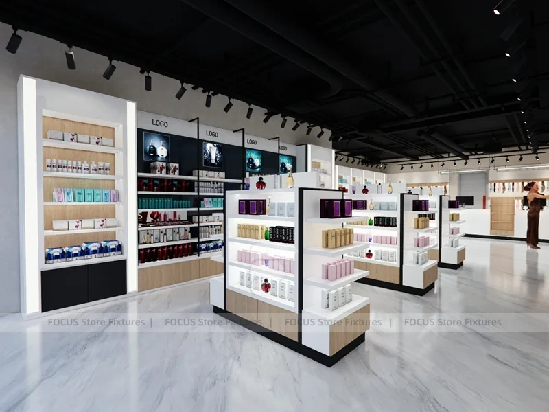 White Cosmetics Store with Center Island Displays