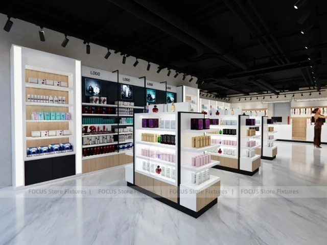 White Cosmetics Store with Center Island Displays