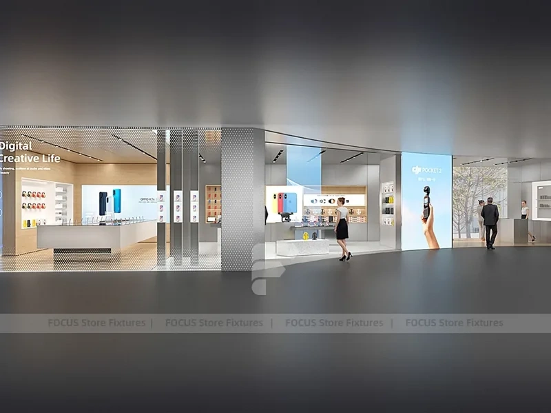White DJI Electronics Storefront Interior