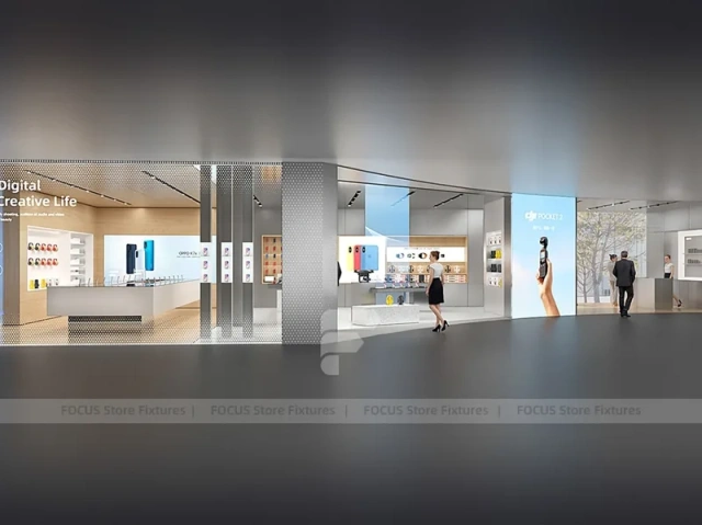 White DJI Electronics Storefront Interior
