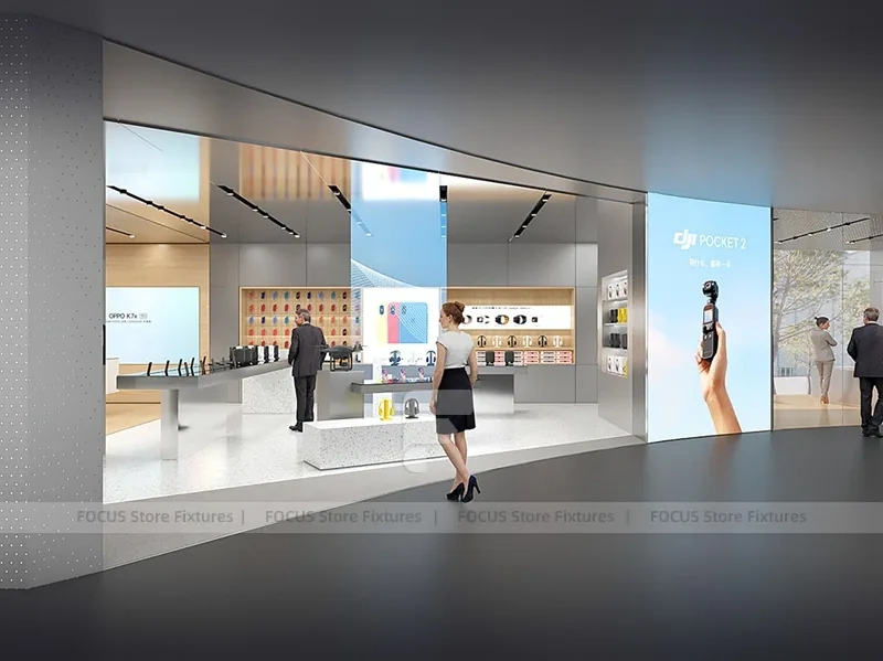 White DJI Electronics Storefront Interior