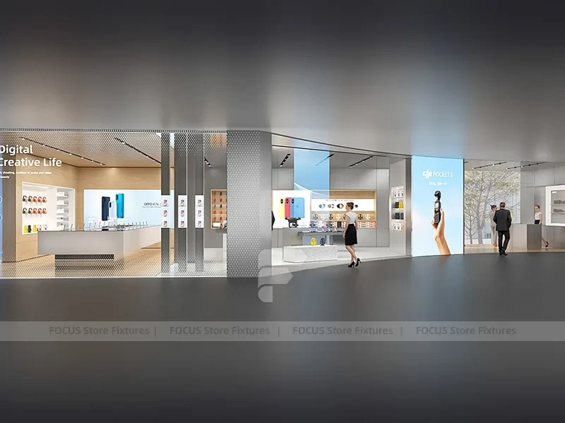 White DJI Electronics Storefront Interior