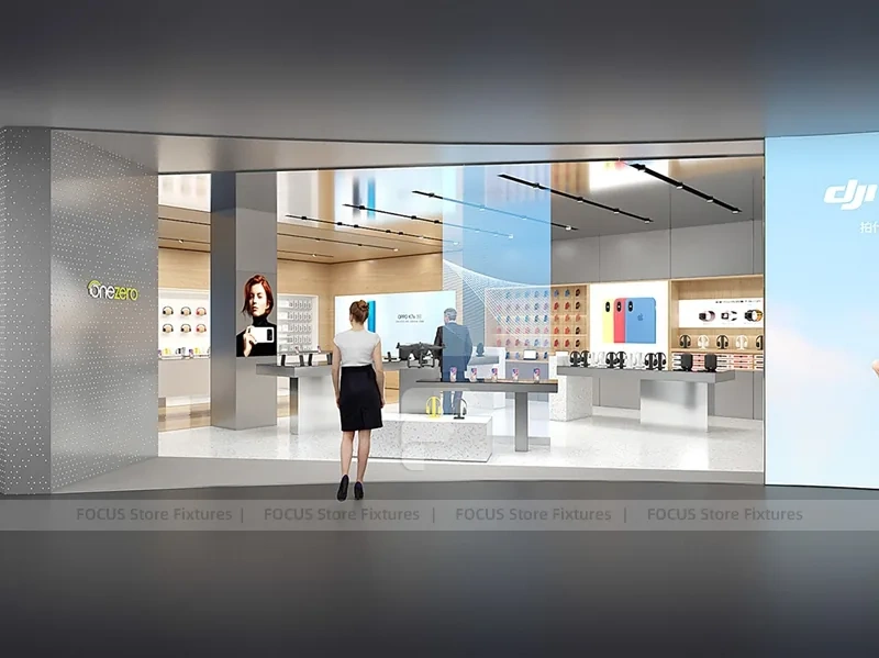 White DJI Electronics Storefront Interior
