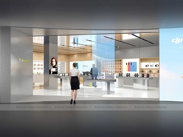 White DJI Electronics Storefront Interior