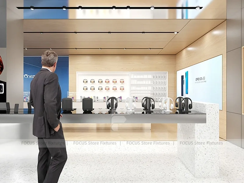 White DJI Electronics Storefront Interior
