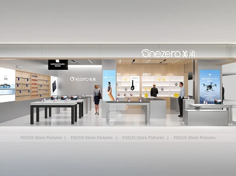 White DJI Electronics Storefront Interior