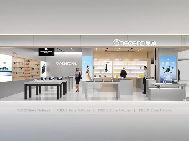 White DJI Electronics Storefront Interior