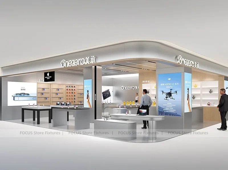 White DJI Electronics Storefront Interior