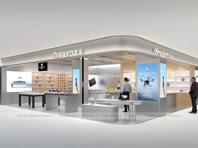 White DJI Electronics Storefront Interior