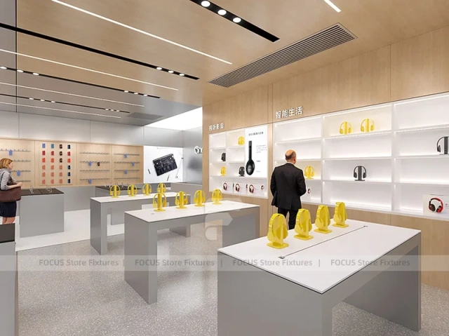 White DJI Electronics Storefront Interior