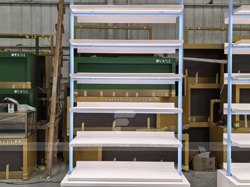 White Double Sided Gondola Shelving Unit