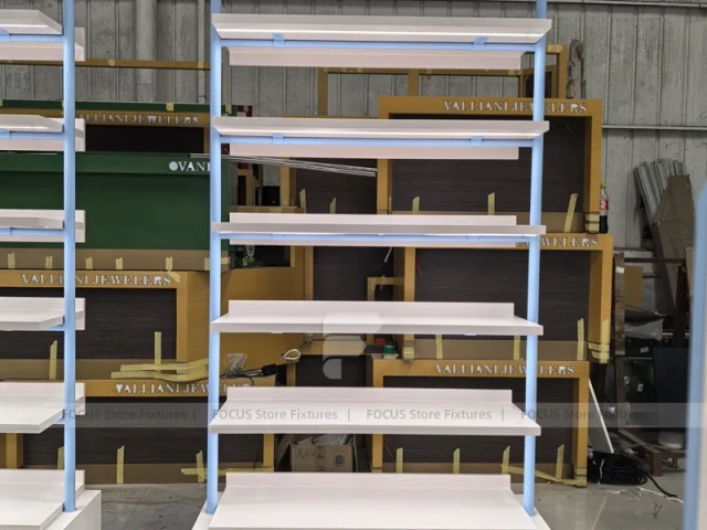 White Double Sided Gondola Shelving Unit
