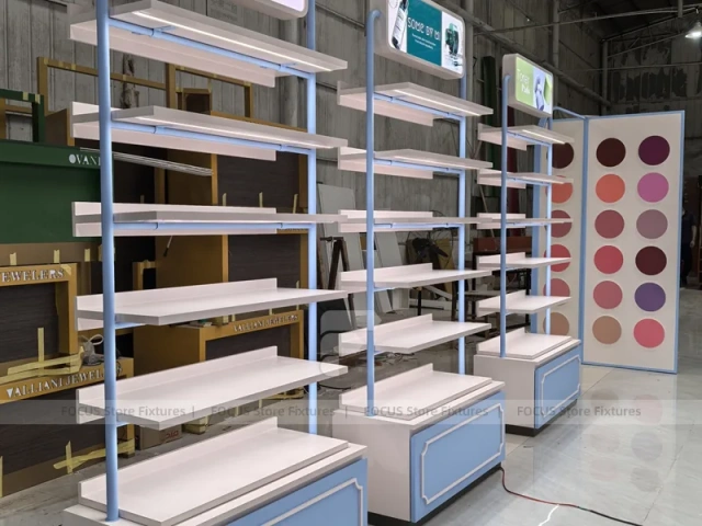 White Double Sided Gondola Shelving Unit