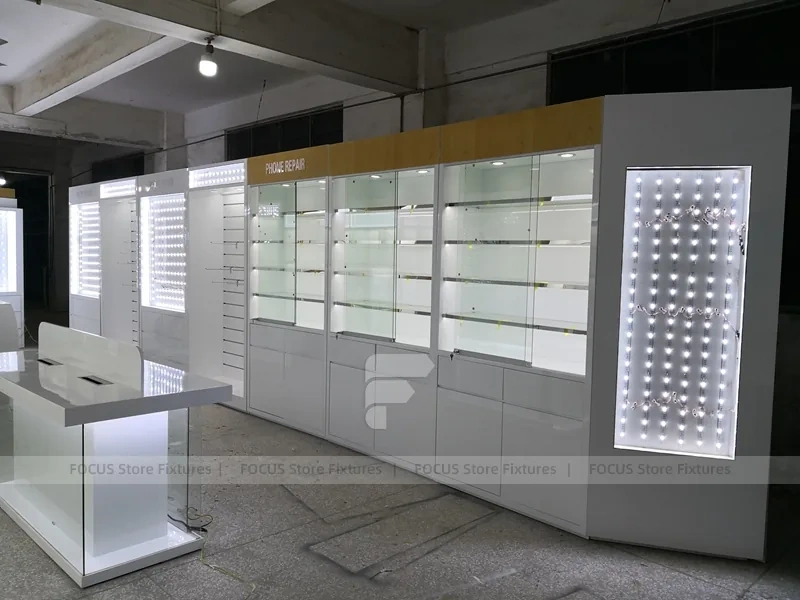 White Glass Mobile Phone Counter Wall Display