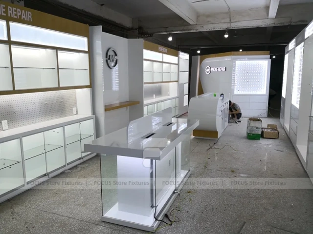 White Glass Mobile Phone Counter Wall Display