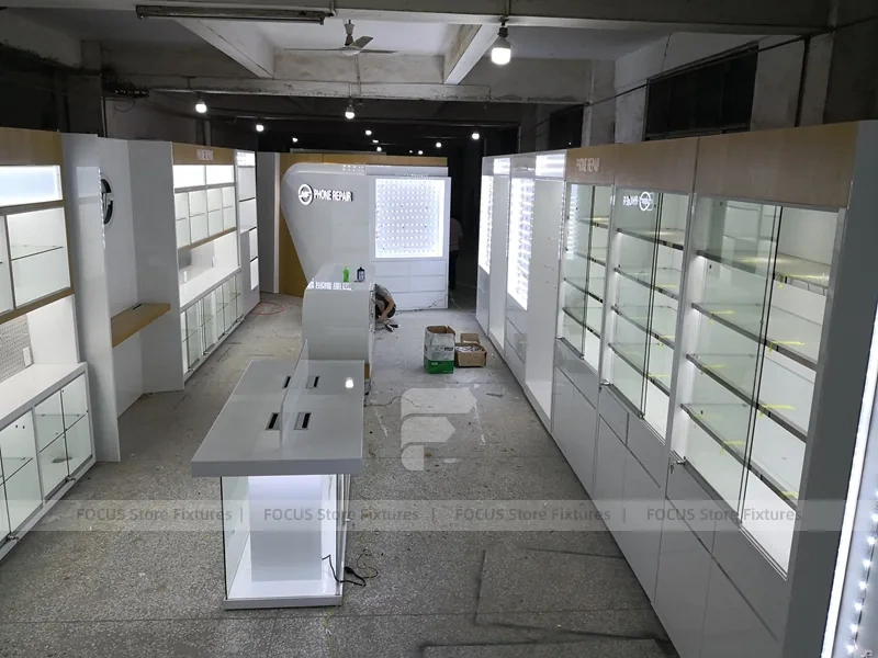 White Glass Mobile Phone Counter Wall Display