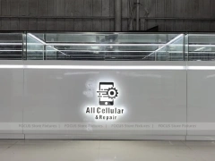 White Glass Mobile Phone Store Counter Layout